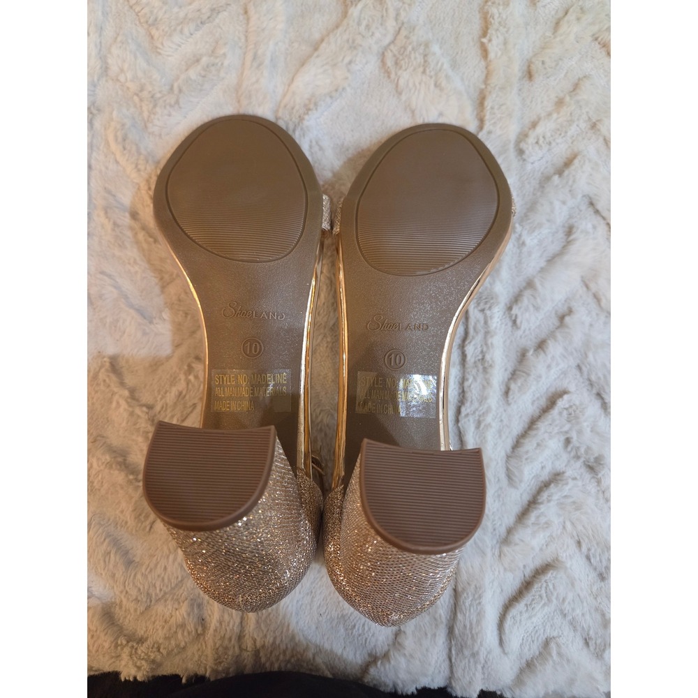 Shoe Land Madeline Rose Gold Glitter Block Heel Ankle Strap Sandals Size 10 - Picture 7 of 12